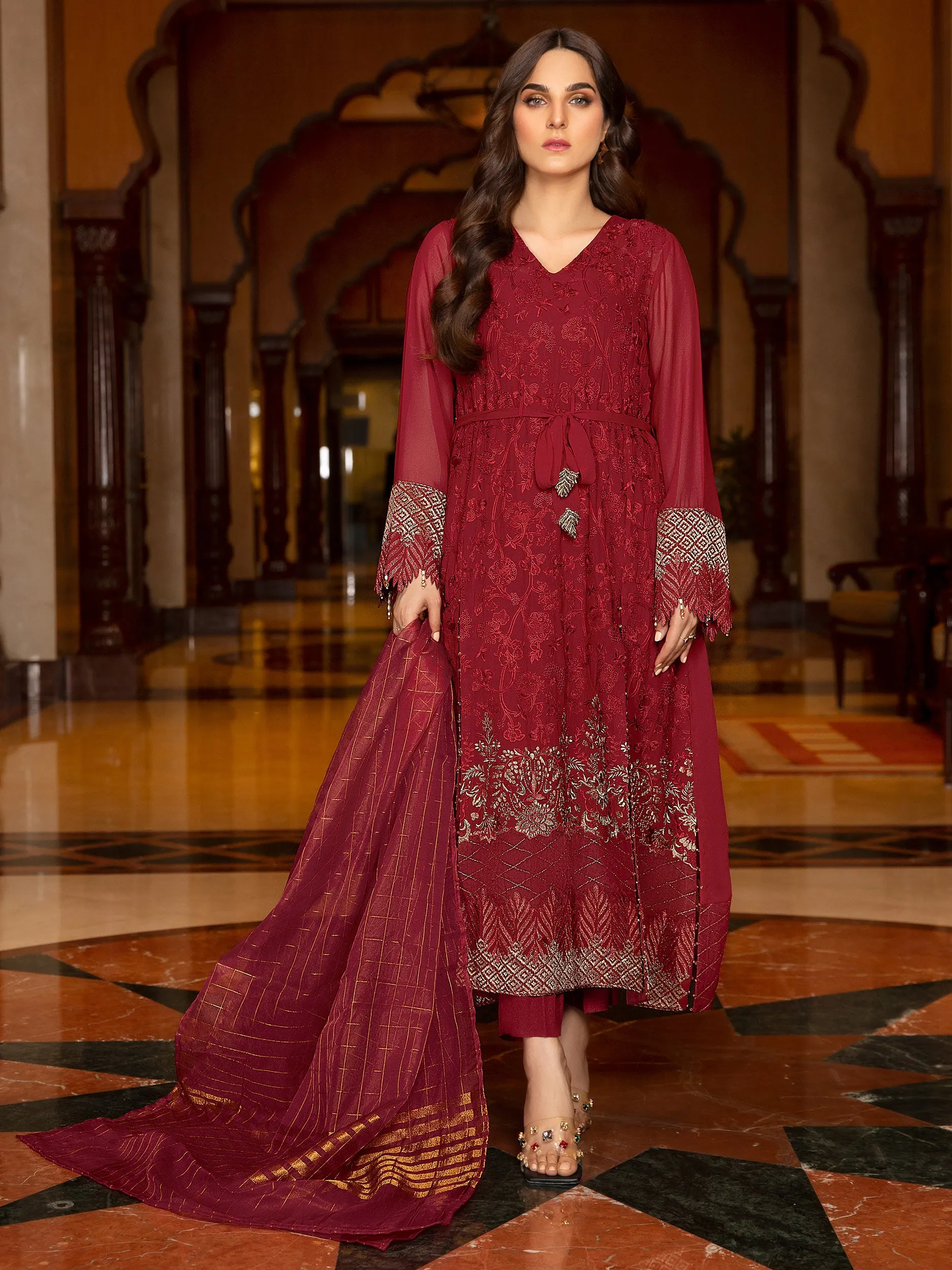 2 Piece Chiffon Suit-Embroidered (Unstitched)