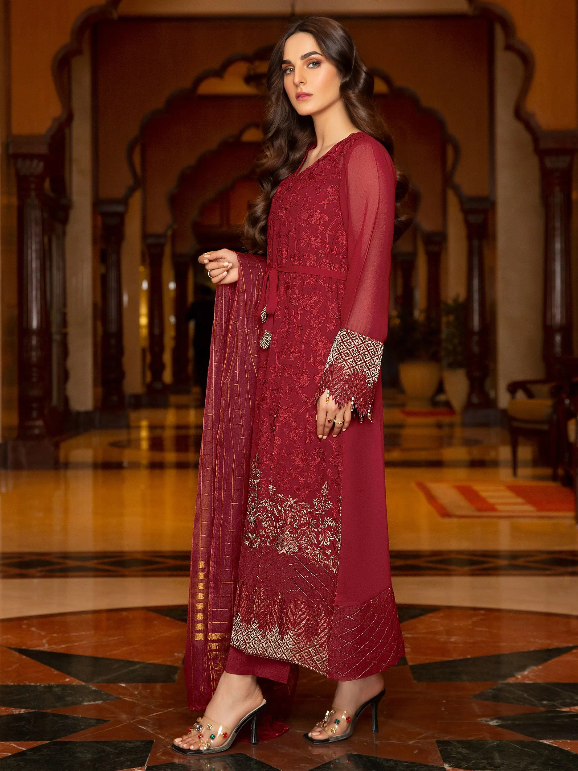 2 Piece Chiffon Suit-Embroidered (Unstitched)