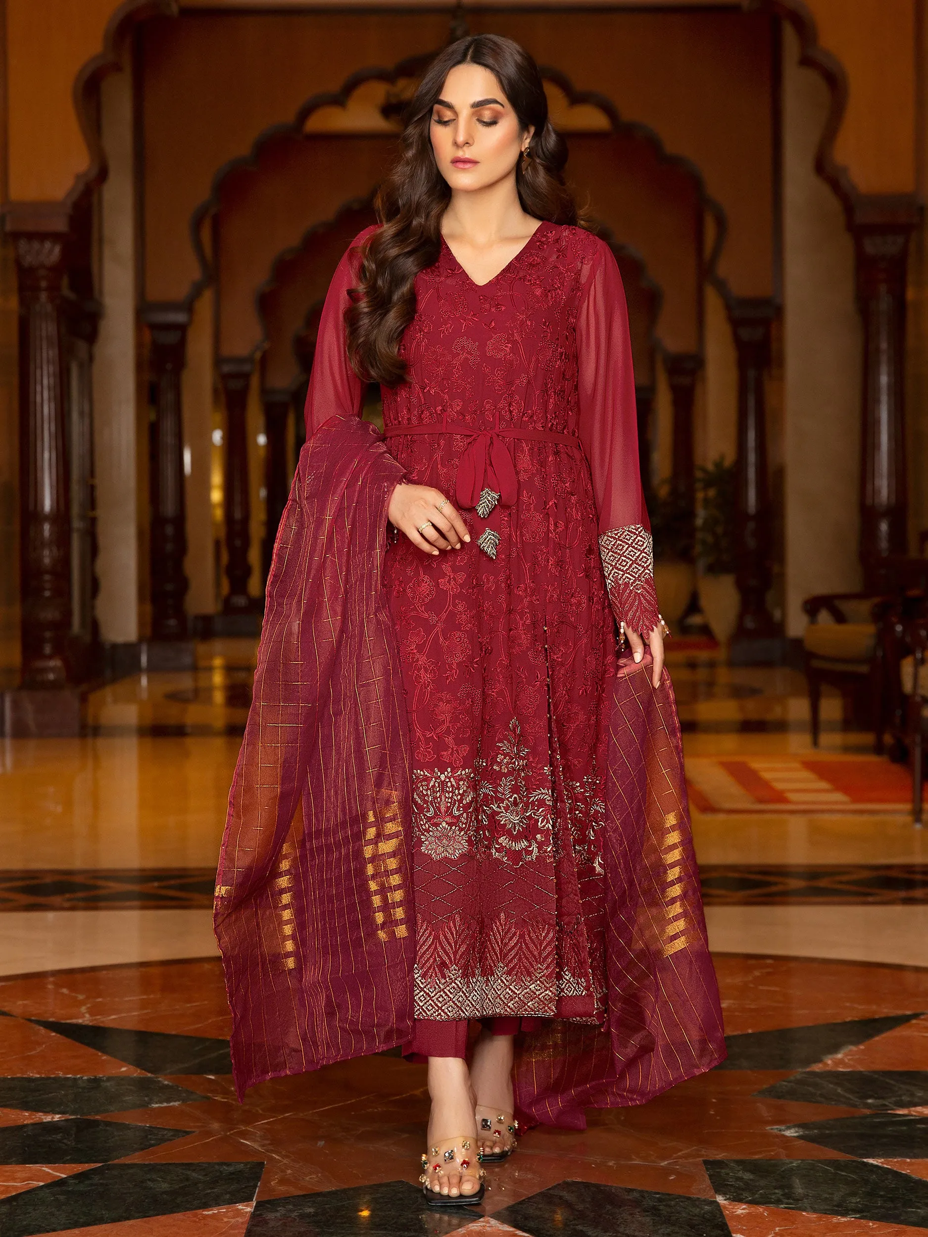 2 Piece Chiffon Suit-Embroidered (Unstitched)