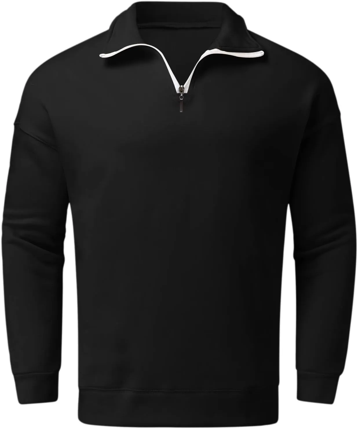 Adult 1/4 Zip Sweatshirt Loose Fit Track Quarter-Zip Pullover Sweatshirt Fall Winter Lightweight Long Sleeve T-Shirt for Men