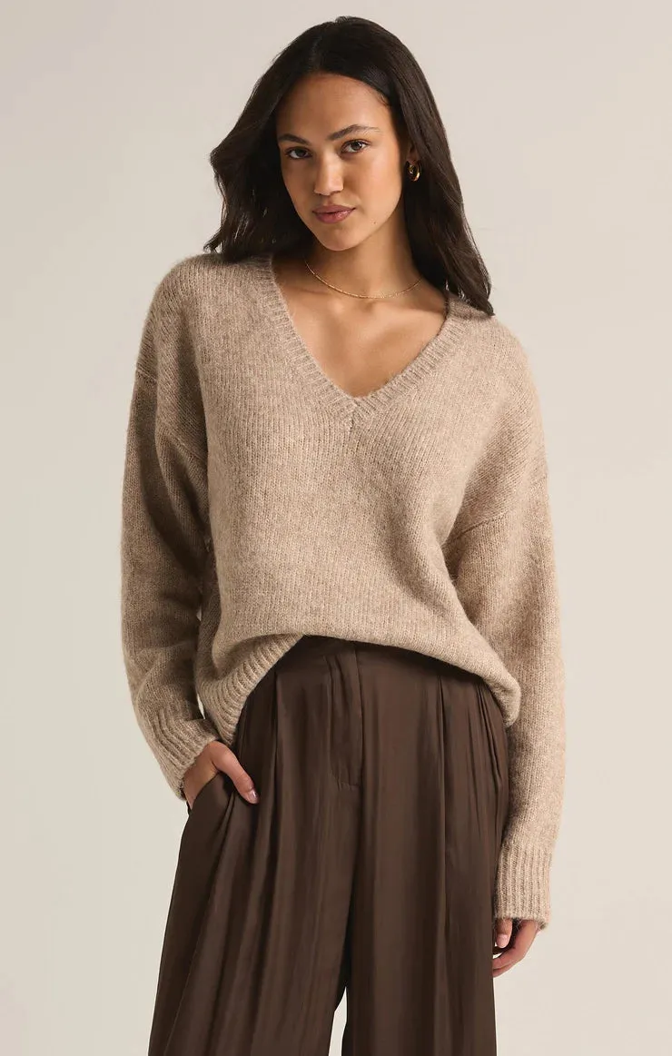 All I Want V-Neck Sweater | Heather Taupe