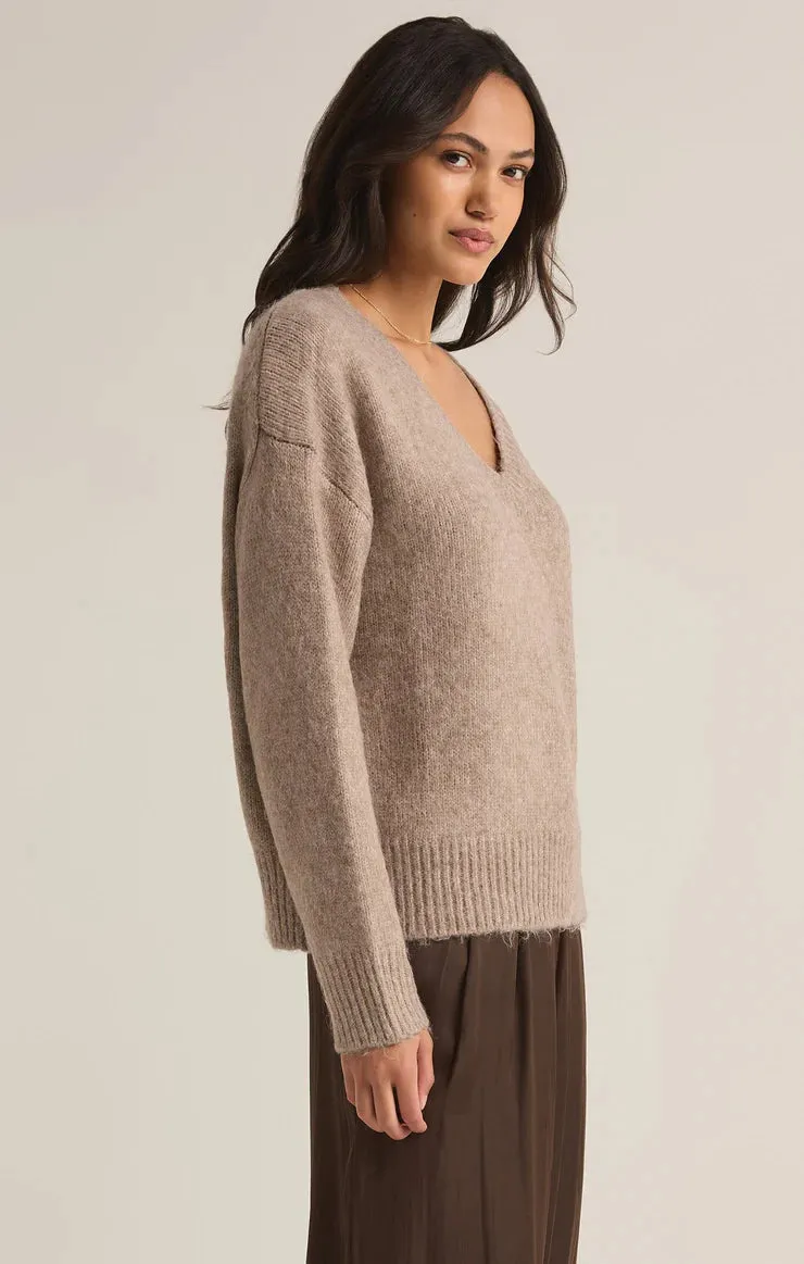 All I Want V-Neck Sweater | Heather Taupe
