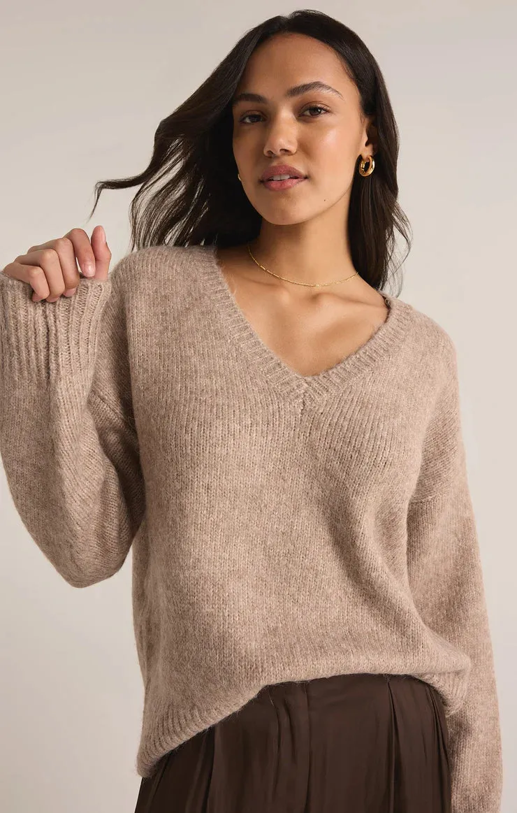 All I Want V-Neck Sweater | Heather Taupe