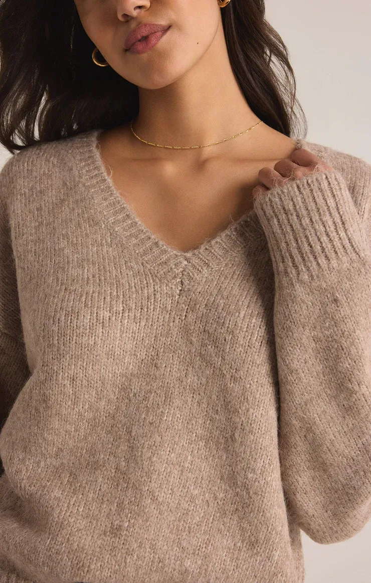 All I Want V-Neck Sweater | Heather Taupe