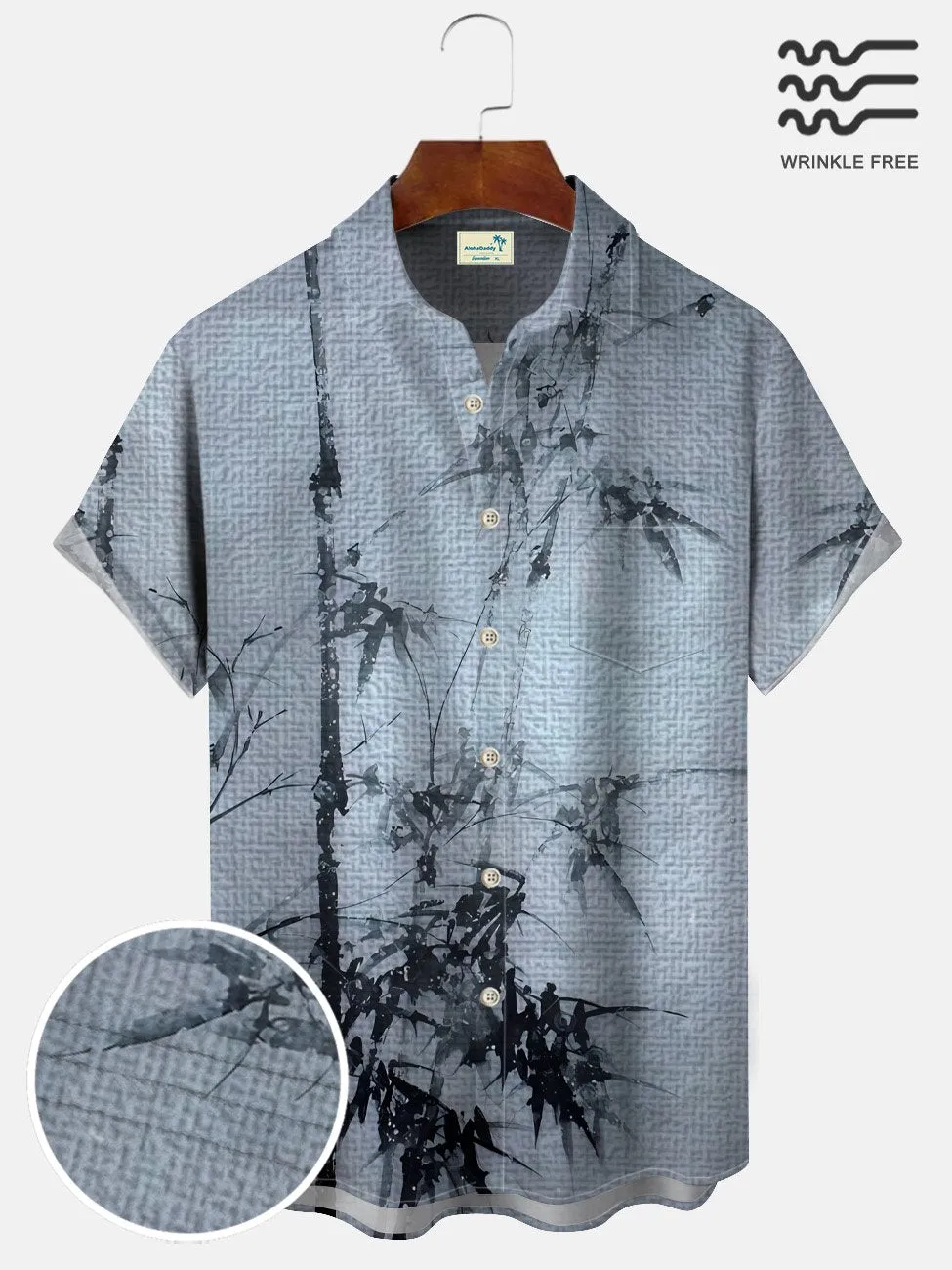 Alohadaddy Bamboo Ethnic Men's Pocket Button Casual Short Sleeve Shirt