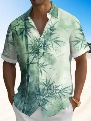 Alohadaddy Hawaiian Plant Bamboo Ink Gradient Shirt