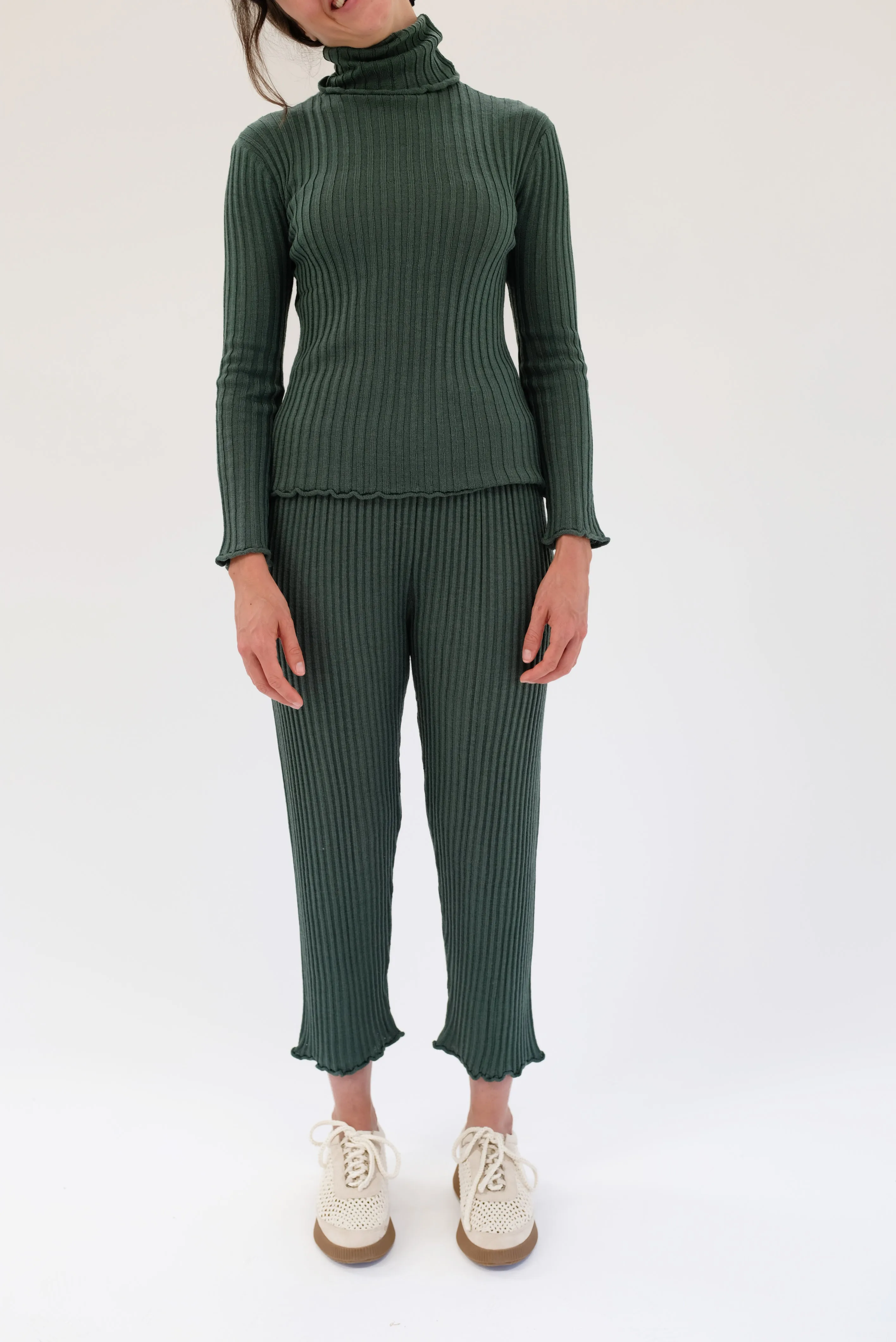 Beklina Merino Ribbed Turtleneck Jungle