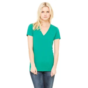 Bella   Canvas Women's Kelly Jersey Short-Sleeve Deep V-Neck T-Shirt