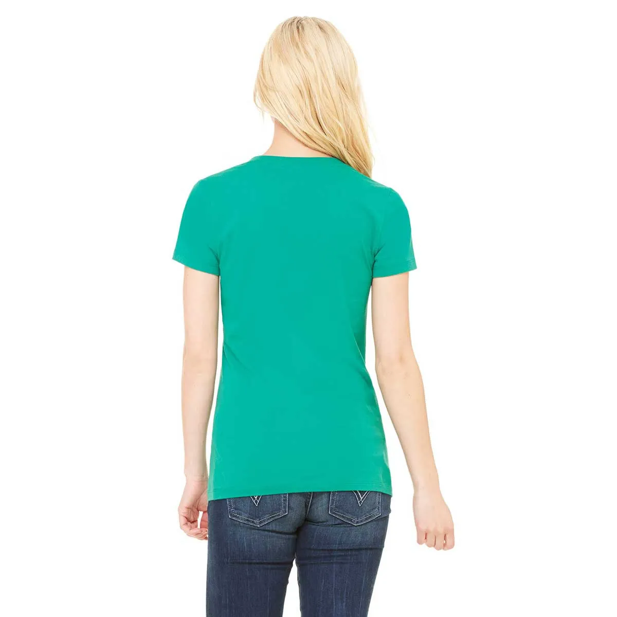 Bella   Canvas Women's Kelly Jersey Short-Sleeve Deep V-Neck T-Shirt