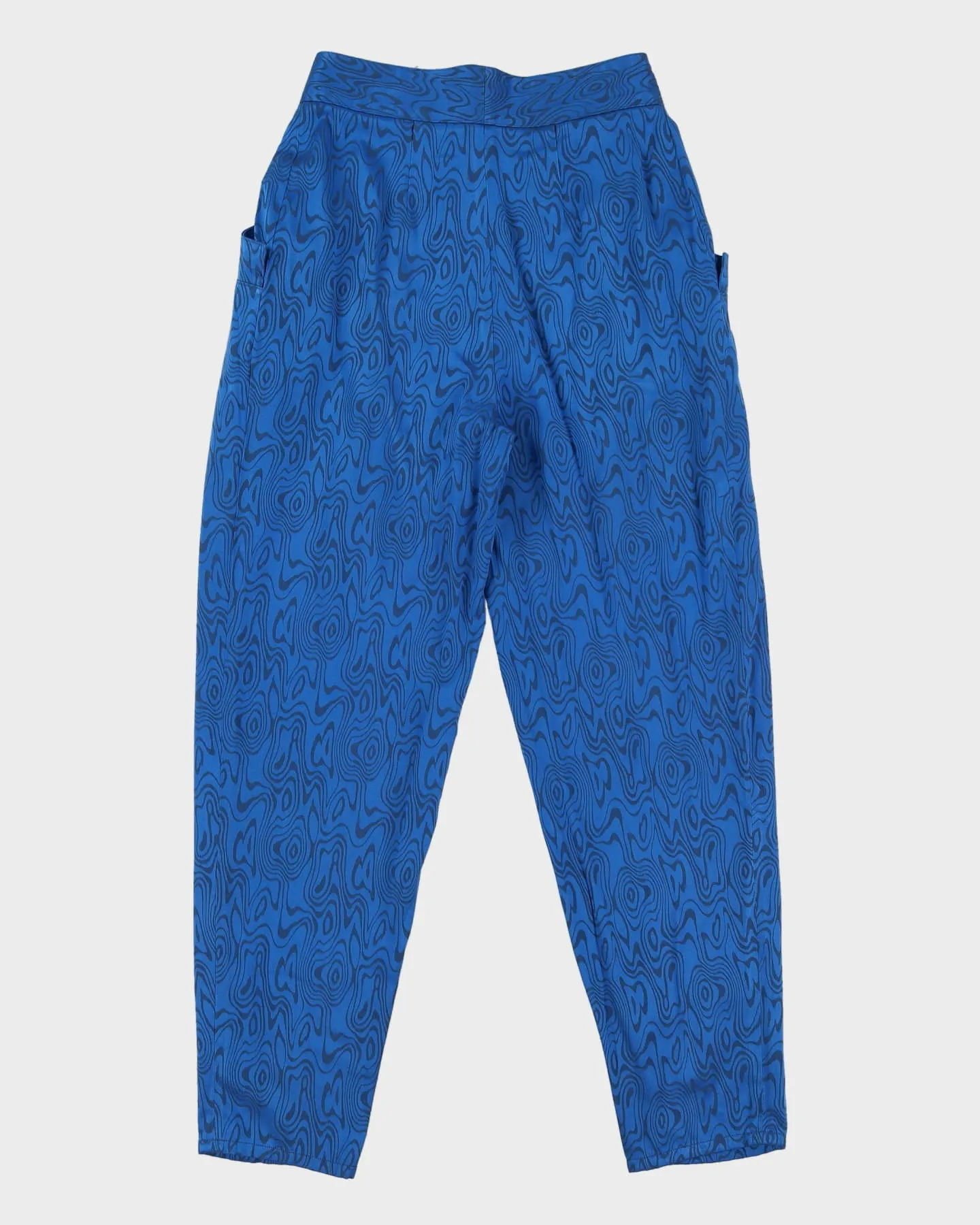 Blue Jacquard High Waisted Trousers - W28 L30