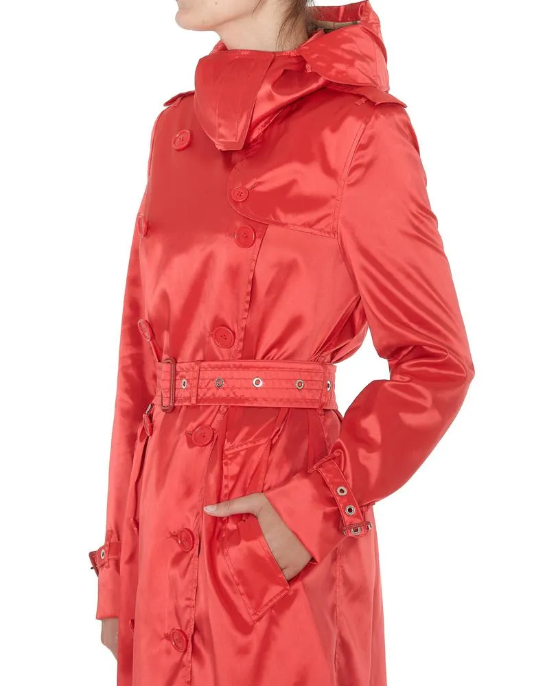 Burberry Double Breasted Hooded Trench Coat
