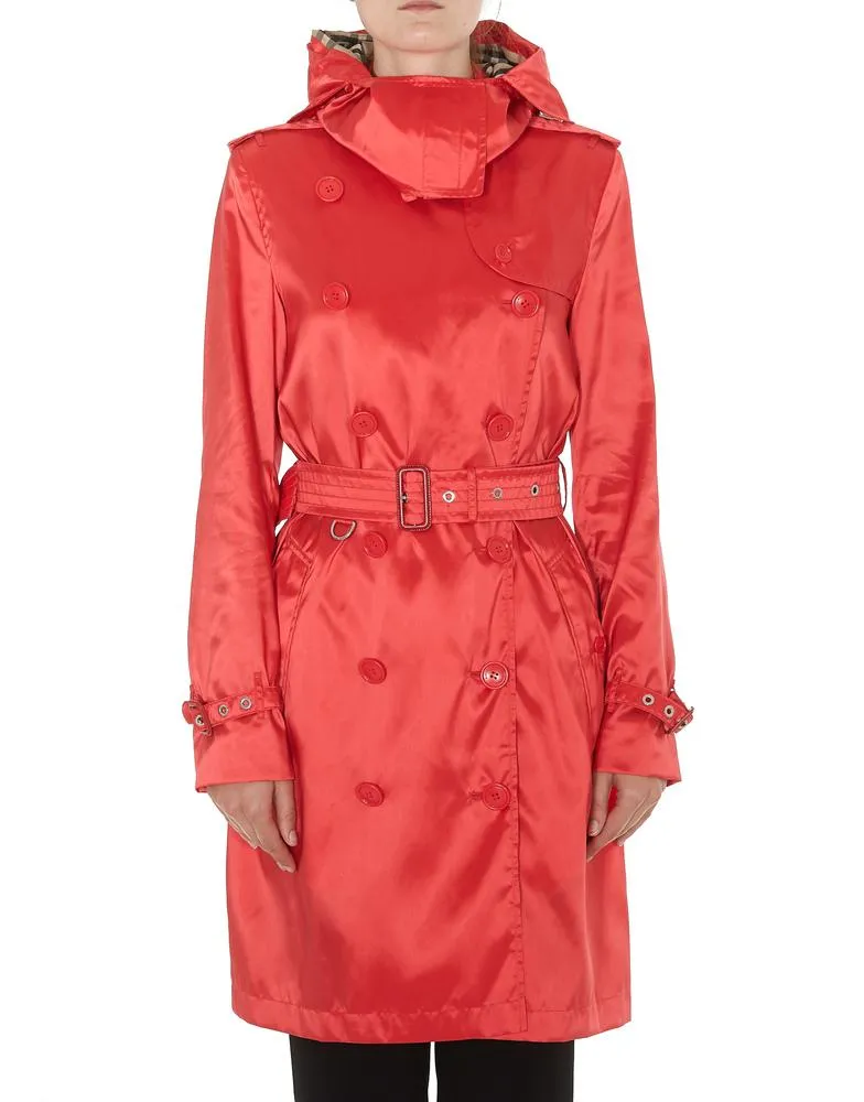 Burberry Double Breasted Hooded Trench Coat