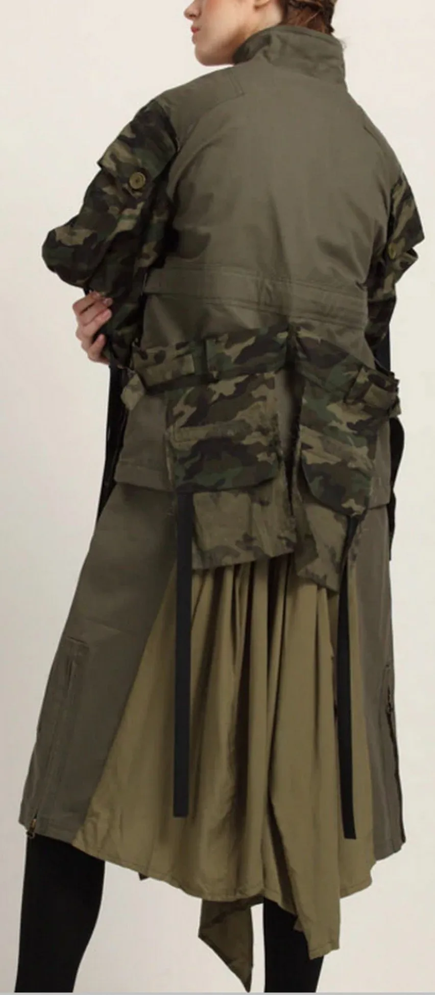 Camouflage Patch Parka Jacket-Coat