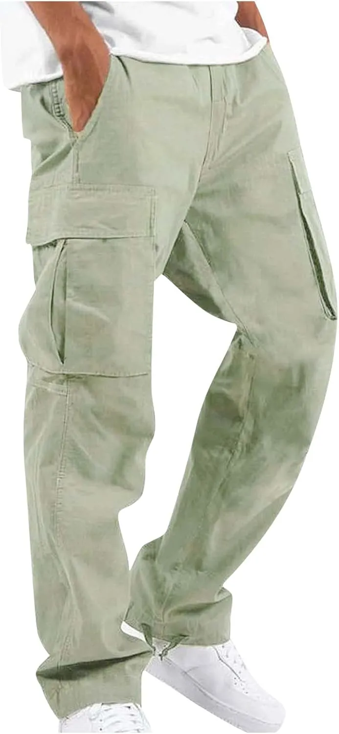 Cargo Pants for Men Lightweight Elastic Waist Joggers Casual Athletic Hiking Pants Multi Pockets 2025 Tactical Pants