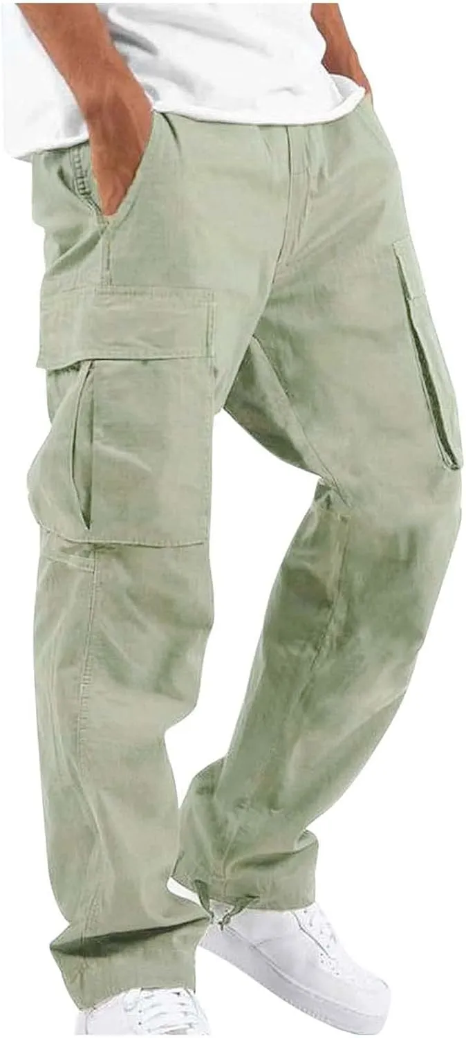 Cargo Pants for Men Lightweight Elastic Waist Joggers Casual Athletic Hiking Pants Multi Pockets 2025 Tactical Pants