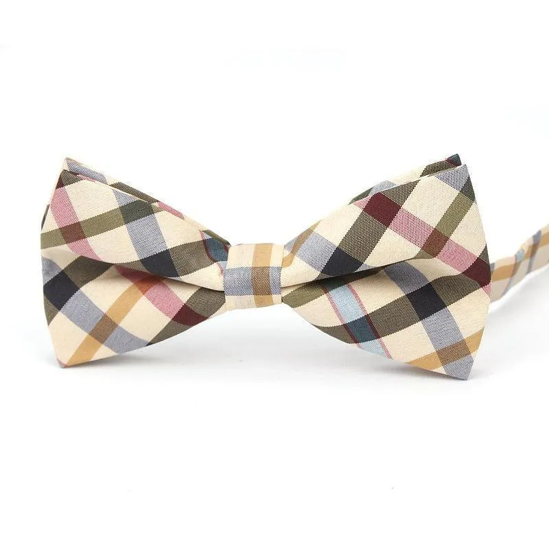 Checkered Cotton Bow Tie Pre-Tied