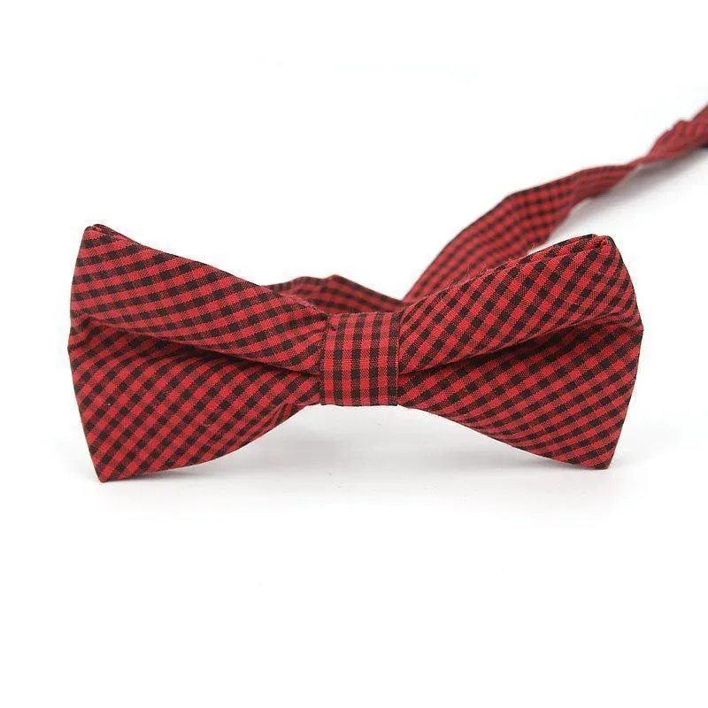 Checkered Cotton Bow Tie Pre-Tied