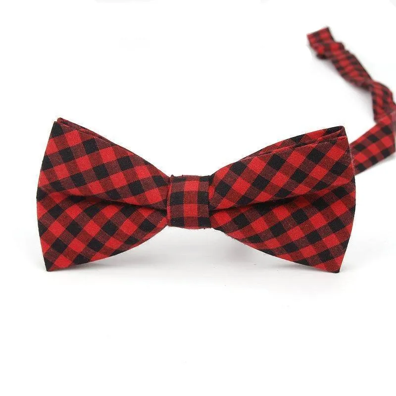Checkered Cotton Bow Tie Pre-Tied