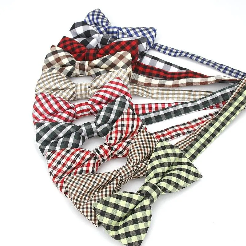 Checkered Cotton Bow Tie Pre-Tied