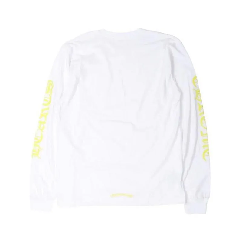 Chrome Hearts Neck Logo Cross Sleeve L/S T-shirt White/Neon