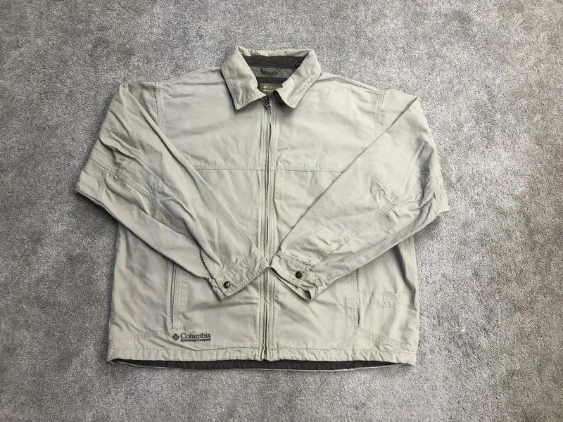 Columbia Jackets Mens Large Beige Blouson Jacket Full Zip Up Long Sleeve Outdoor