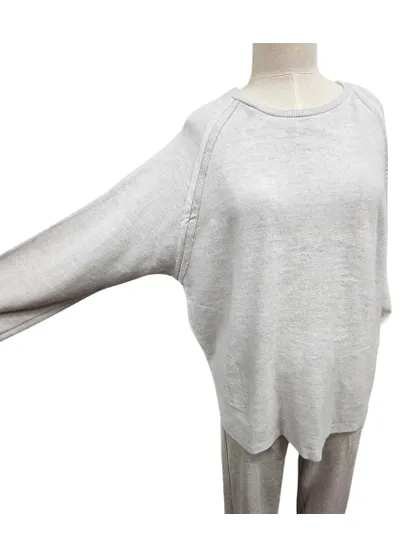 Crewneck Raglan Super Soft Bamboo Brushed Terry Sweatshirt -  Oatmeal   JILL47