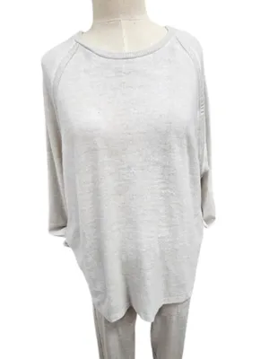 Crewneck Raglan Super Soft Bamboo Brushed Terry Sweatshirt -  Oatmeal   JILL47