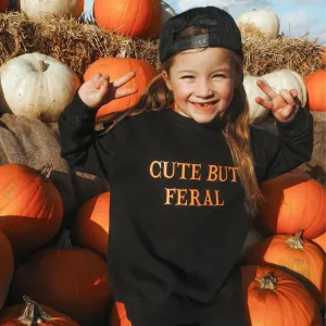 Cute But Feral Halloween Kids Sweatshirt
