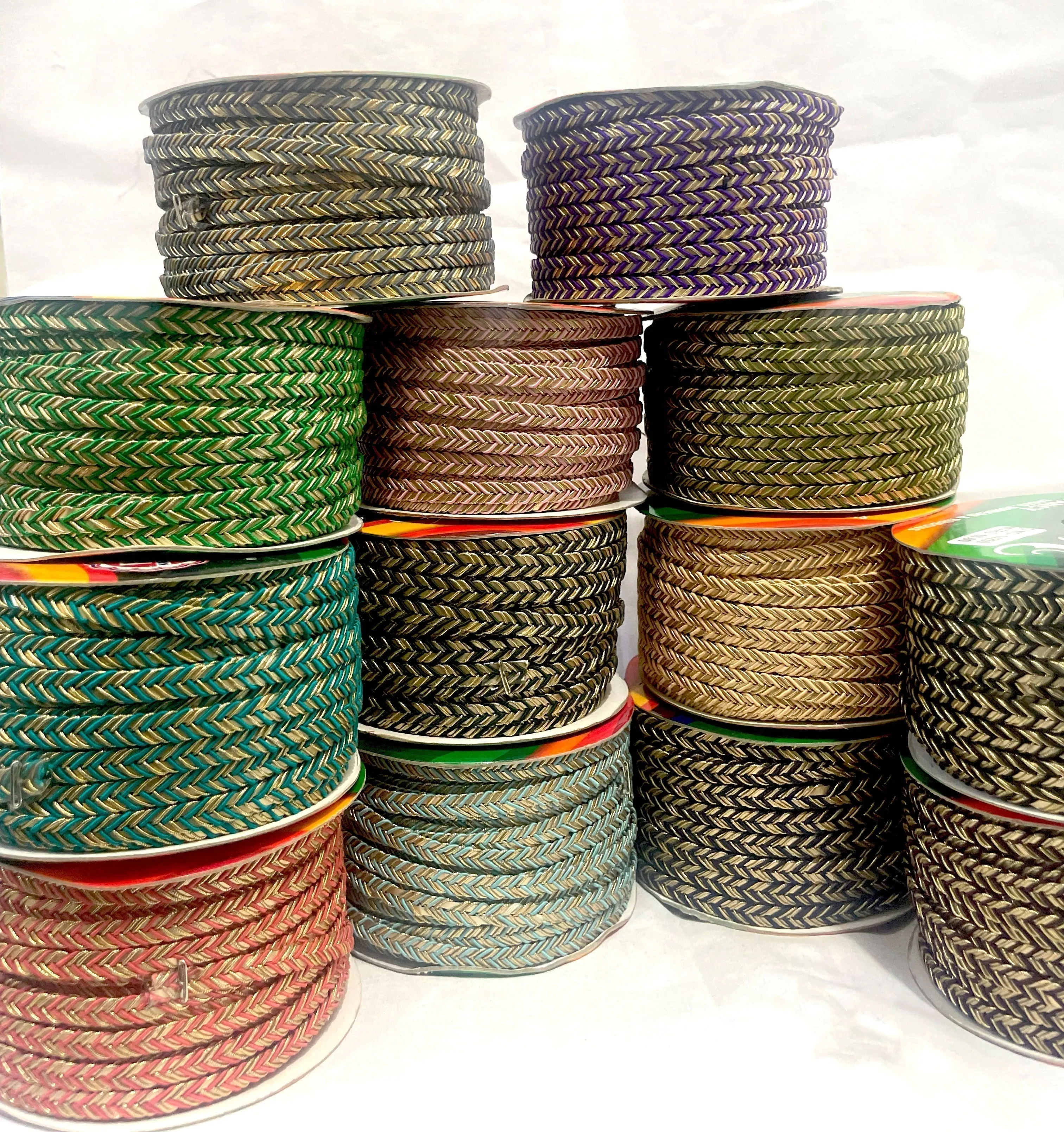 Golden Braid Border, Cyan And Golden,  Laces for Dress, Home Décor, Shoe, Bags, Hats, DIY, Handmade, 0.2 inch Broad
