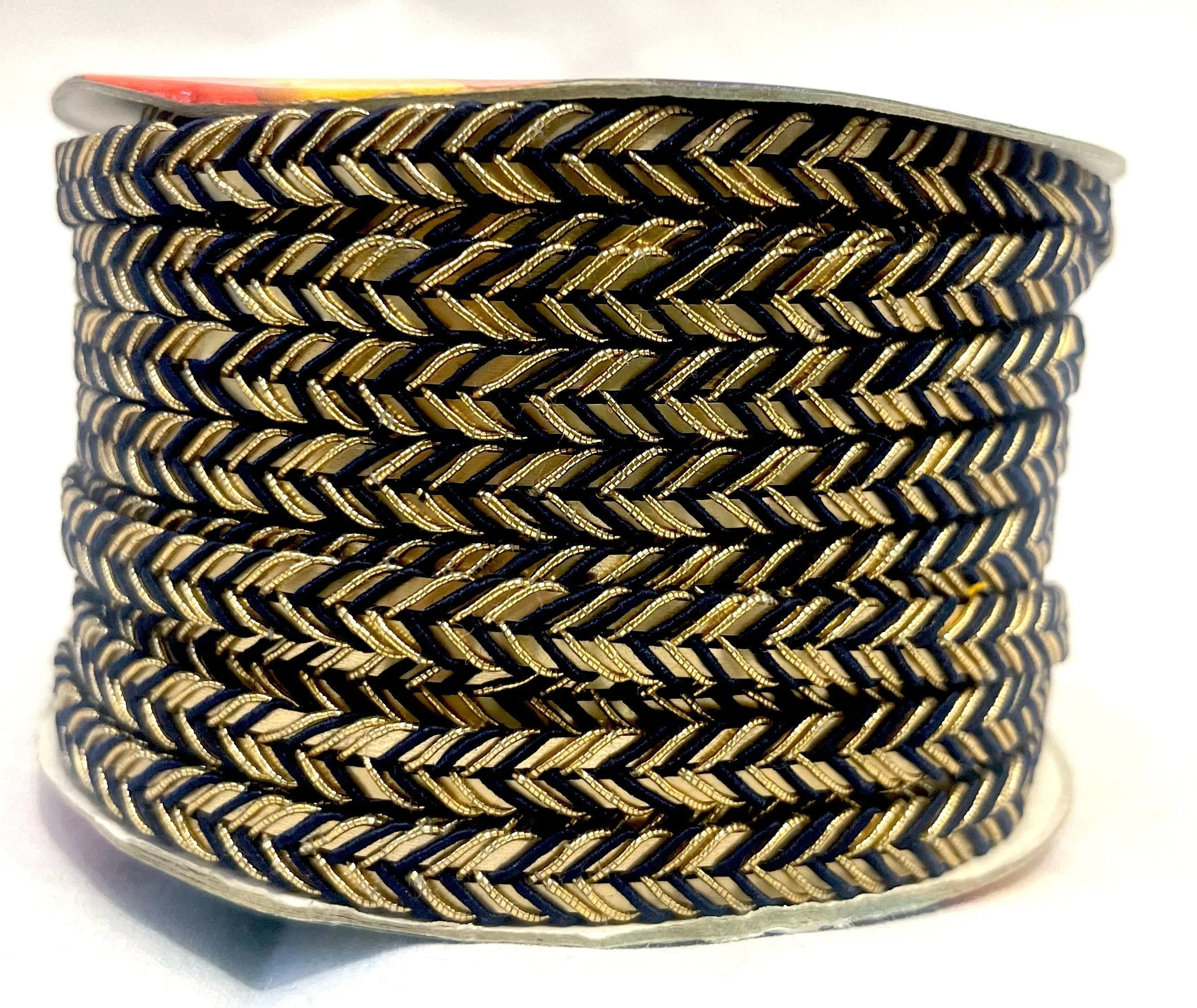 Golden Braid Border, Cyan And Golden,  Laces for Dress, Home Décor, Shoe, Bags, Hats, DIY, Handmade, 0.2 inch Broad
