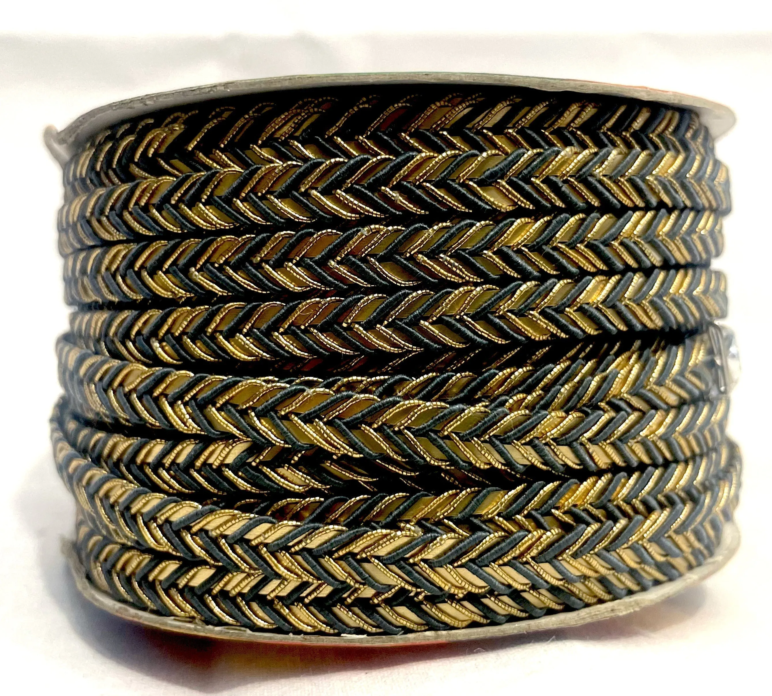 Golden Braid Border, Cyan And Golden,  Laces for Dress, Home Décor, Shoe, Bags, Hats, DIY, Handmade, 0.2 inch Broad