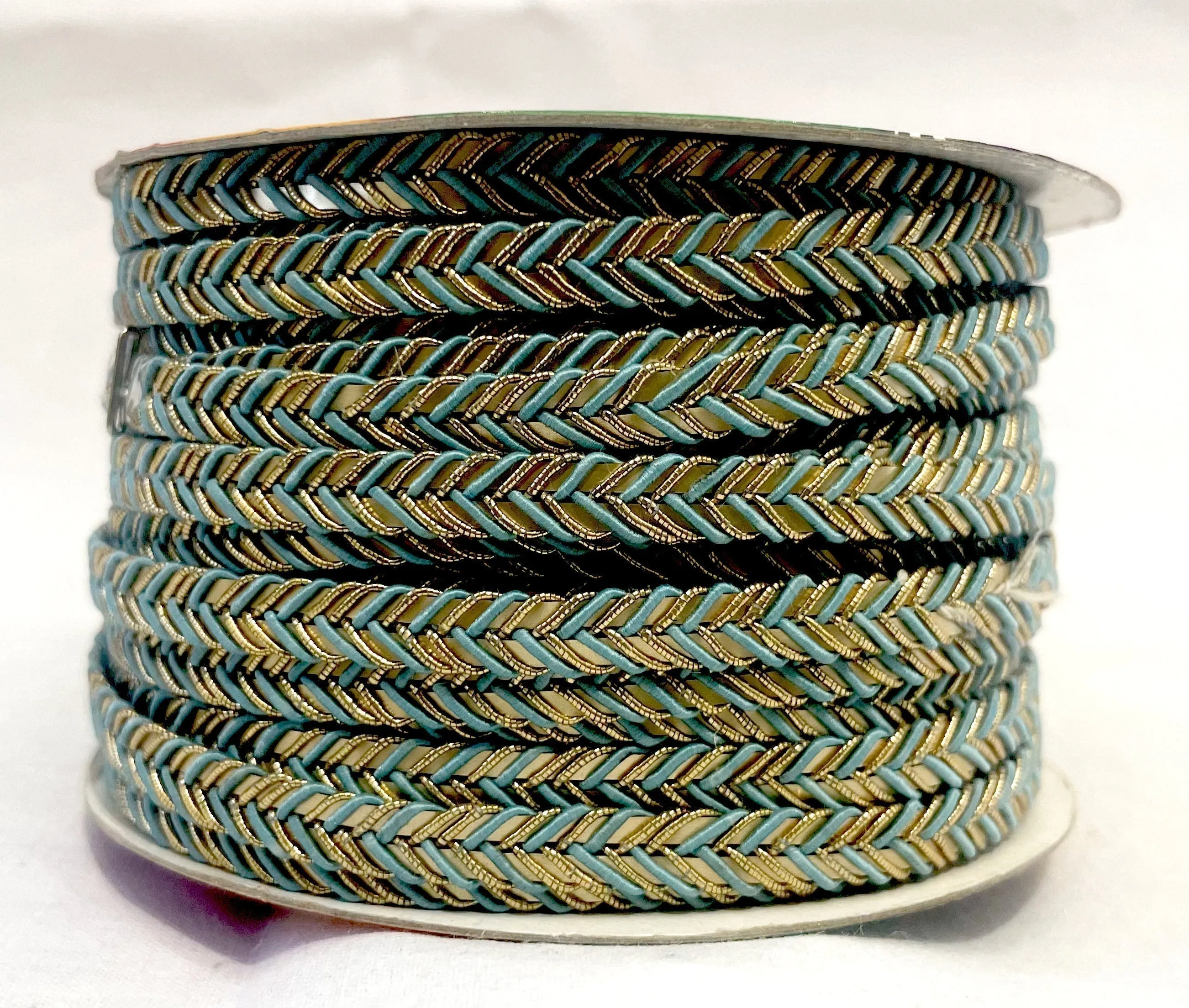 Golden Braid Border, Dark Green And Golden,  Laces for Dress, Home Décor, Shoe, Bags, Hats, DIY, Handmade, 0.2 inch Broad