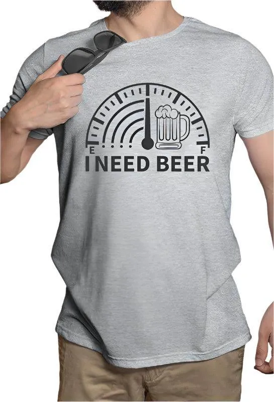 I Need Beer Crew Neck Graphic Tee