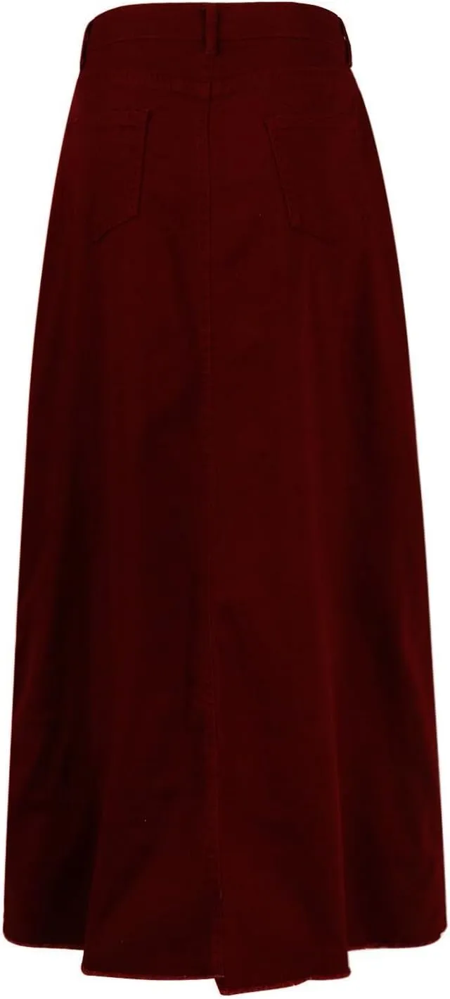 Jean Skirts for Women Denim Y2k High Waisted Maxi Skirts with Pockets Casual Vintage Frayed Hem Long Denim Skirts
