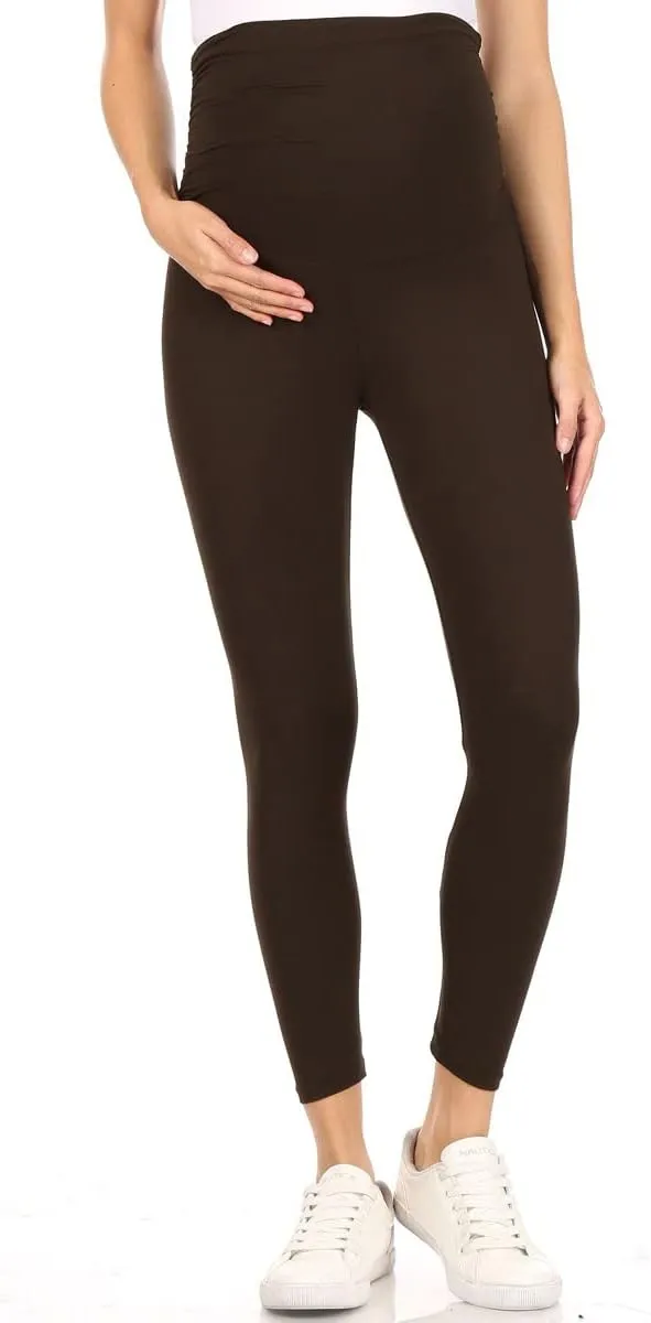 Leggings Depot Women's Maternity Leggings Over The Belly Pregnancy Casual Yoga Tights