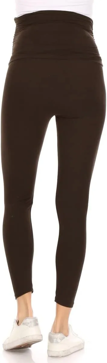 Leggings Depot Women's Maternity Leggings Over The Belly Pregnancy Casual Yoga Tights