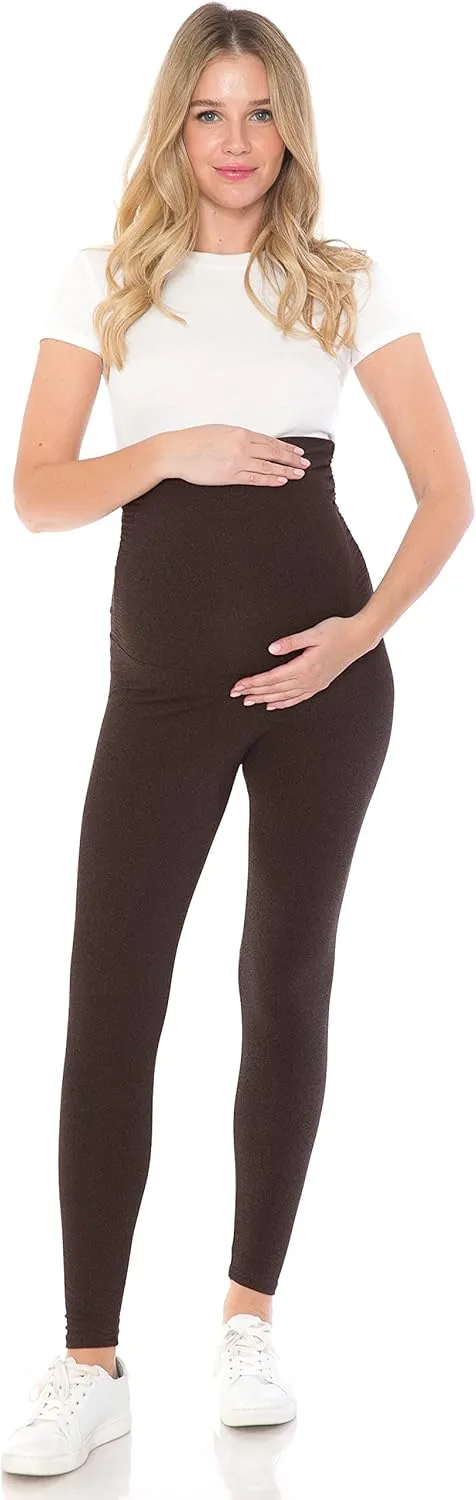 Leggings Depot Women's Maternity Leggings Over The Belly Pregnancy Casual Yoga Tights