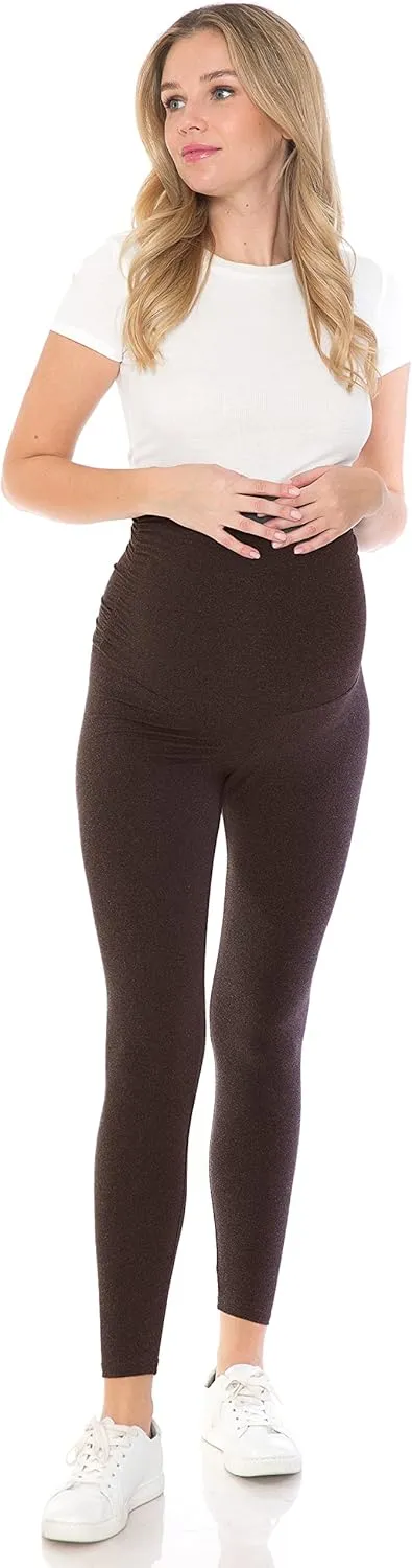 Leggings Depot Women's Maternity Leggings Over The Belly Pregnancy Casual Yoga Tights