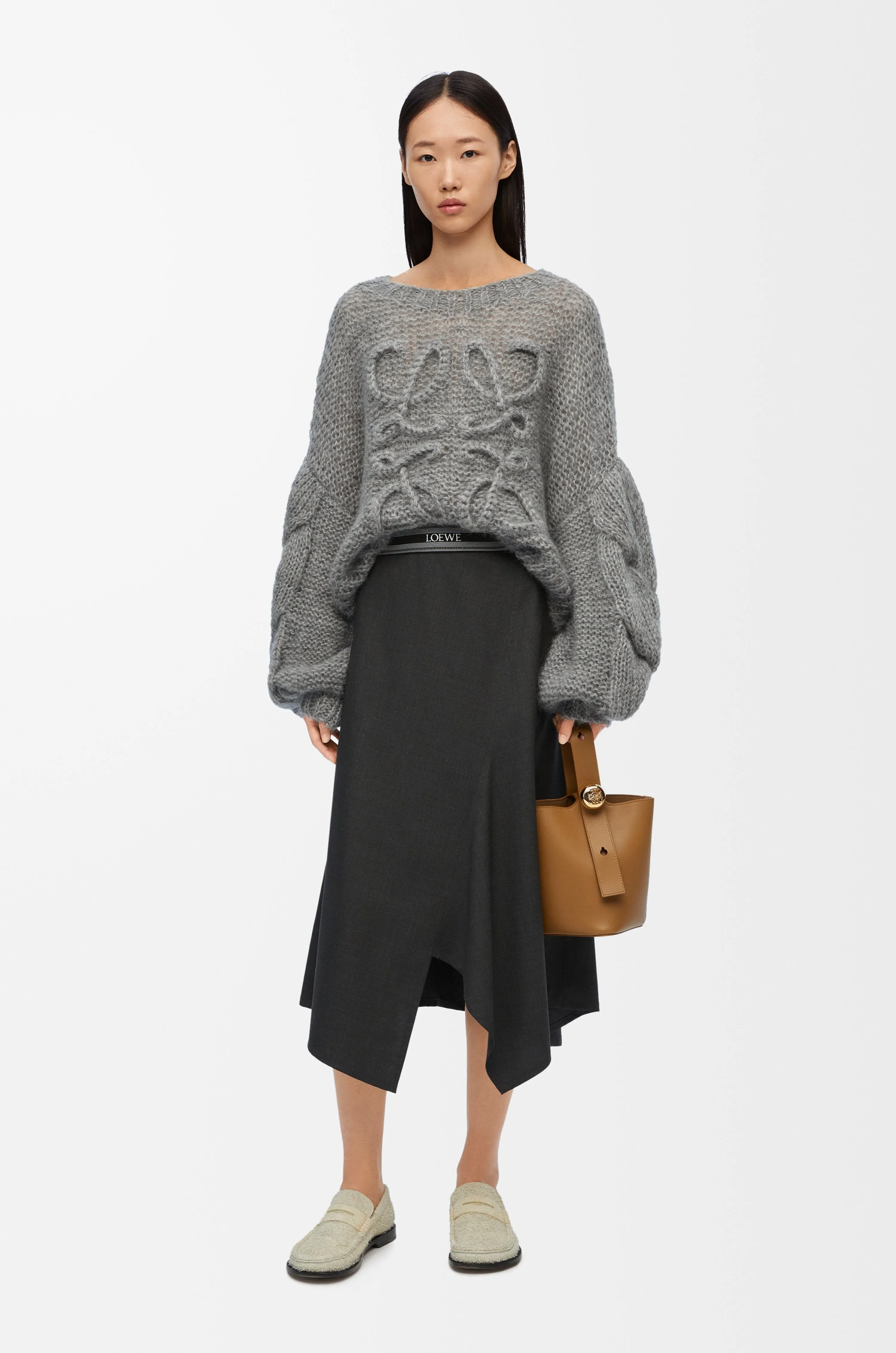 LOEWE KNITTED ANAGRAM SWEATER GREY