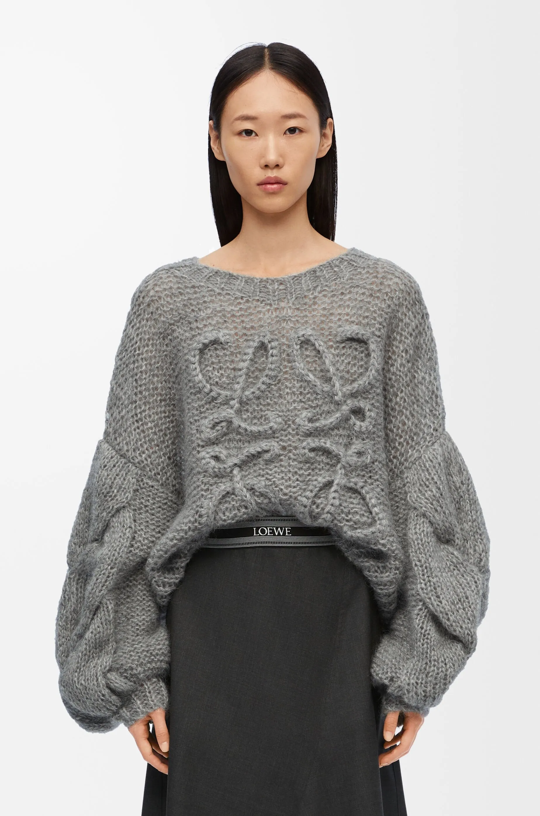 LOEWE KNITTED ANAGRAM SWEATER GREY
