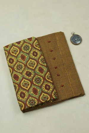 Maroon & Yellow Ajrak Cotton Top with Bottom