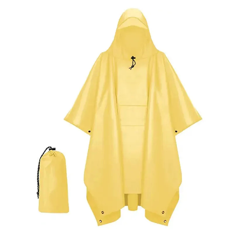 Outdoor Hooded Rain Poncho for Adult with Pocket, Waterproof Lightweight Unisex Raincoat Jacket for Hiking Camping Emergency
