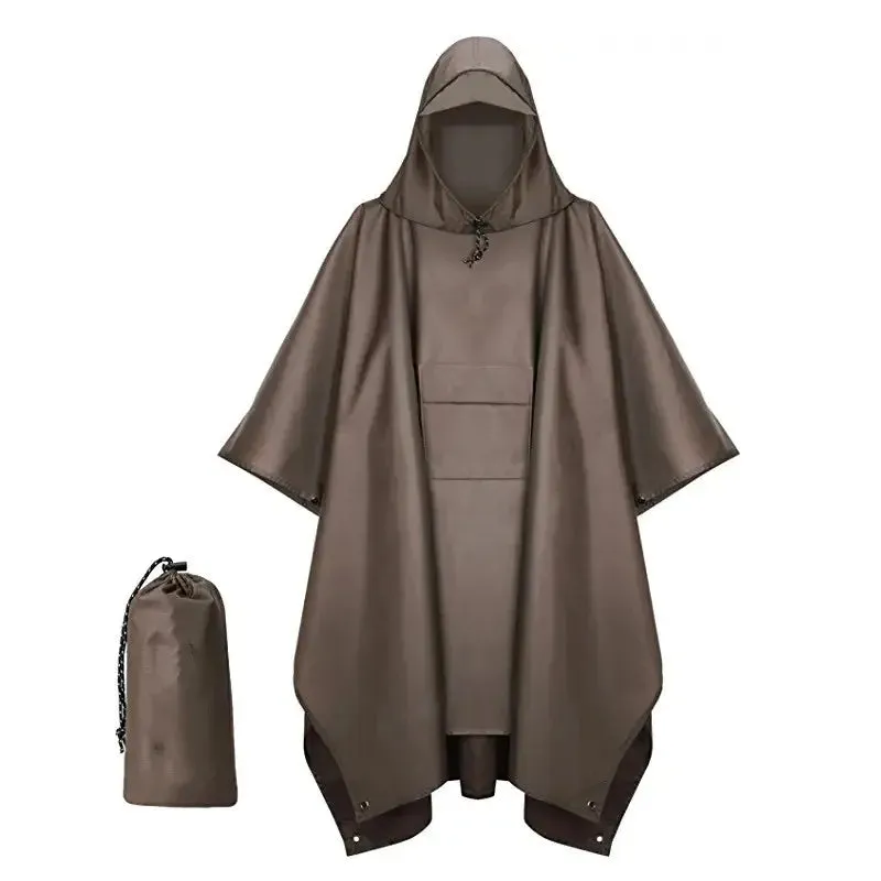 Outdoor Hooded Rain Poncho for Adult with Pocket, Waterproof Lightweight Unisex Raincoat Jacket for Hiking Camping Emergency