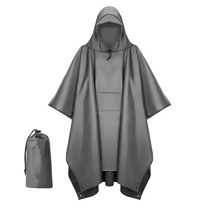 Outdoor Hooded Rain Poncho for Adult with Pocket, Waterproof Lightweight Unisex Raincoat Jacket for Hiking Camping Emergency