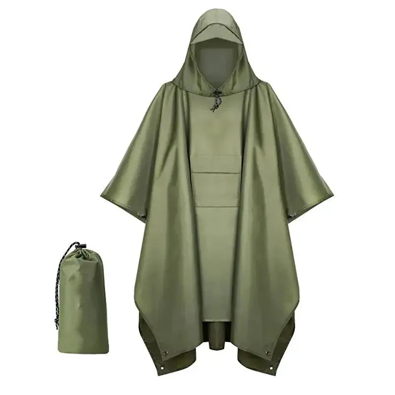 Outdoor Hooded Rain Poncho for Adult with Pocket, Waterproof Lightweight Unisex Raincoat Jacket for Hiking Camping Emergency