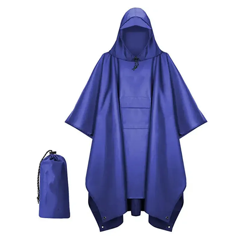 Outdoor Hooded Rain Poncho for Adult with Pocket, Waterproof Lightweight Unisex Raincoat Jacket for Hiking Camping Emergency