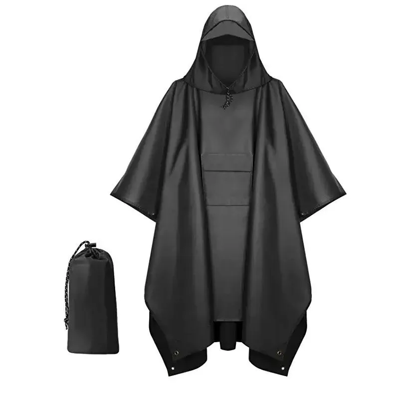 Outdoor Hooded Rain Poncho for Adult with Pocket, Waterproof Lightweight Unisex Raincoat Jacket for Hiking Camping Emergency