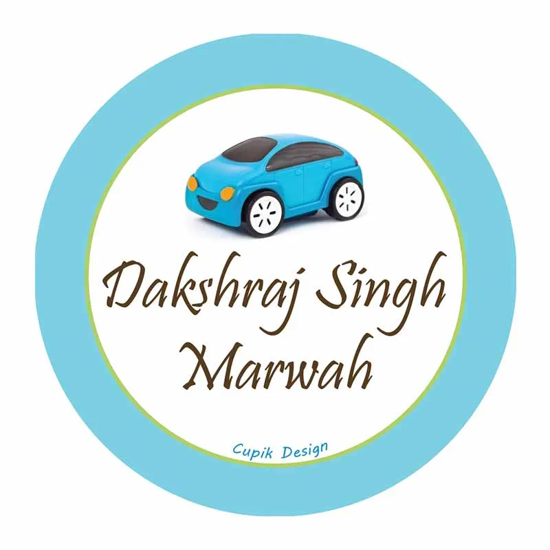 Personalised Blue Car Waterproof Stickers (Round)