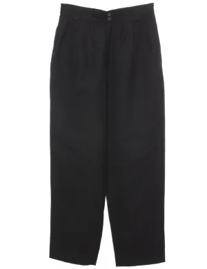 Pinstriped Black Pleated Trousers - W28 L28