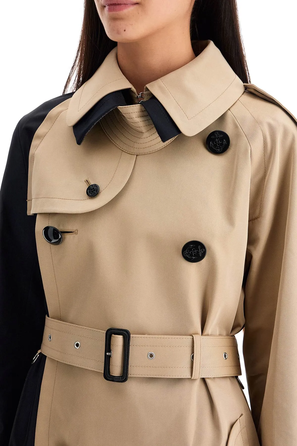 "color block gabardine trench SCW 212 NAVY×BEIGE